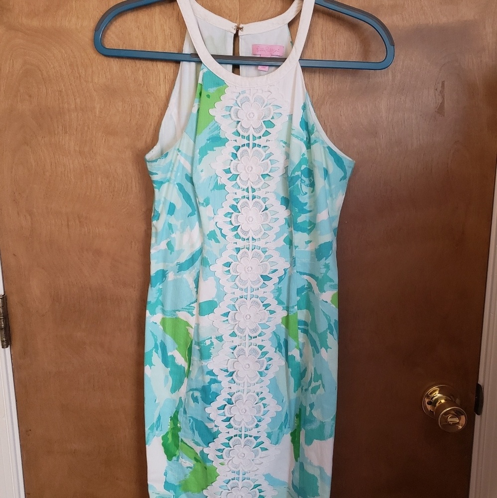 Lilly Pulitzer Floral Blue/Green Shift Dress